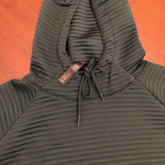 Apana Men’s Dark Green Horizontal Ribbed Pullover Hoodie Size XL - Picture 2 of 3